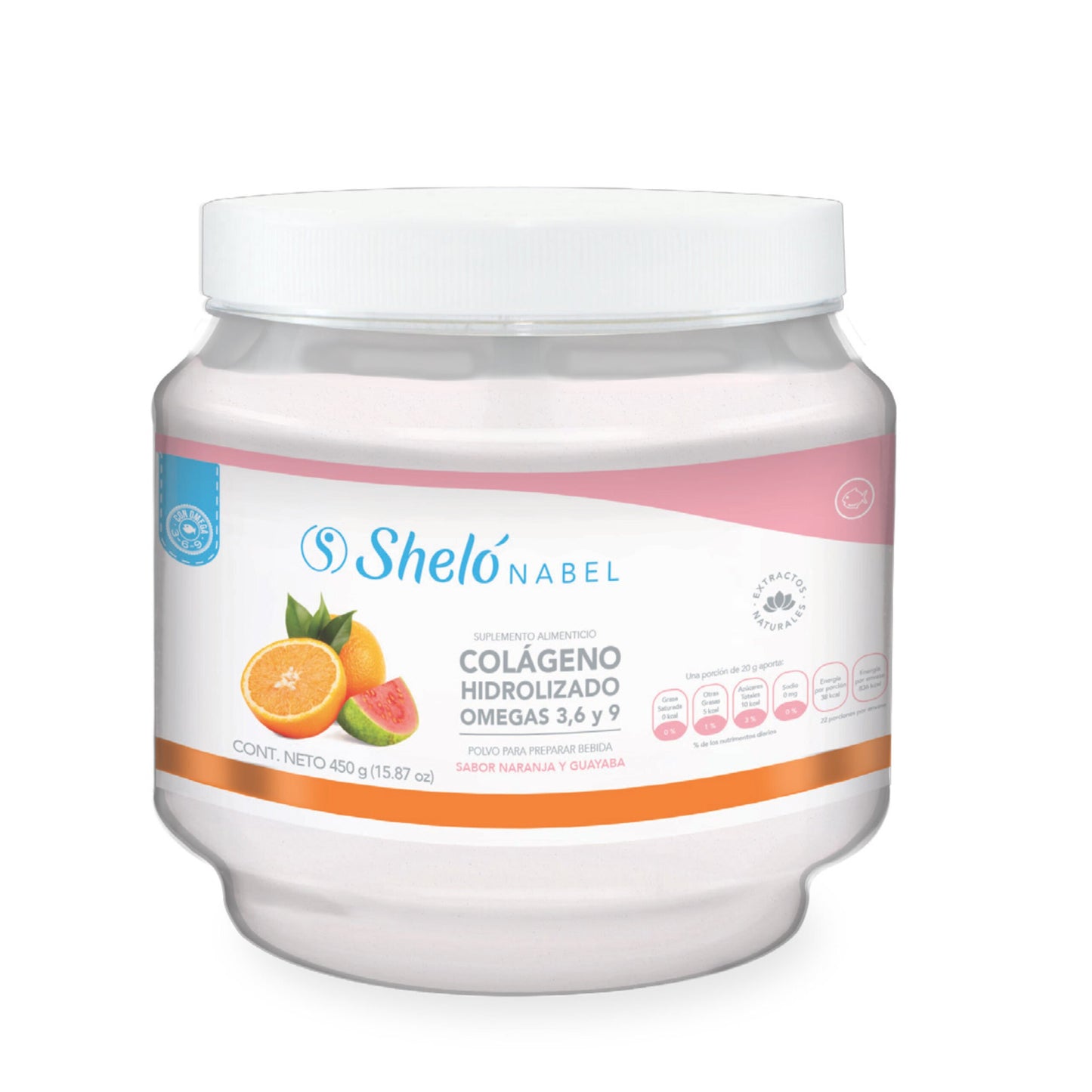 COLAGENO HIDROLIZADO OMEGAS 3 6 Y 9 SABOR NARANJA GUAYABA