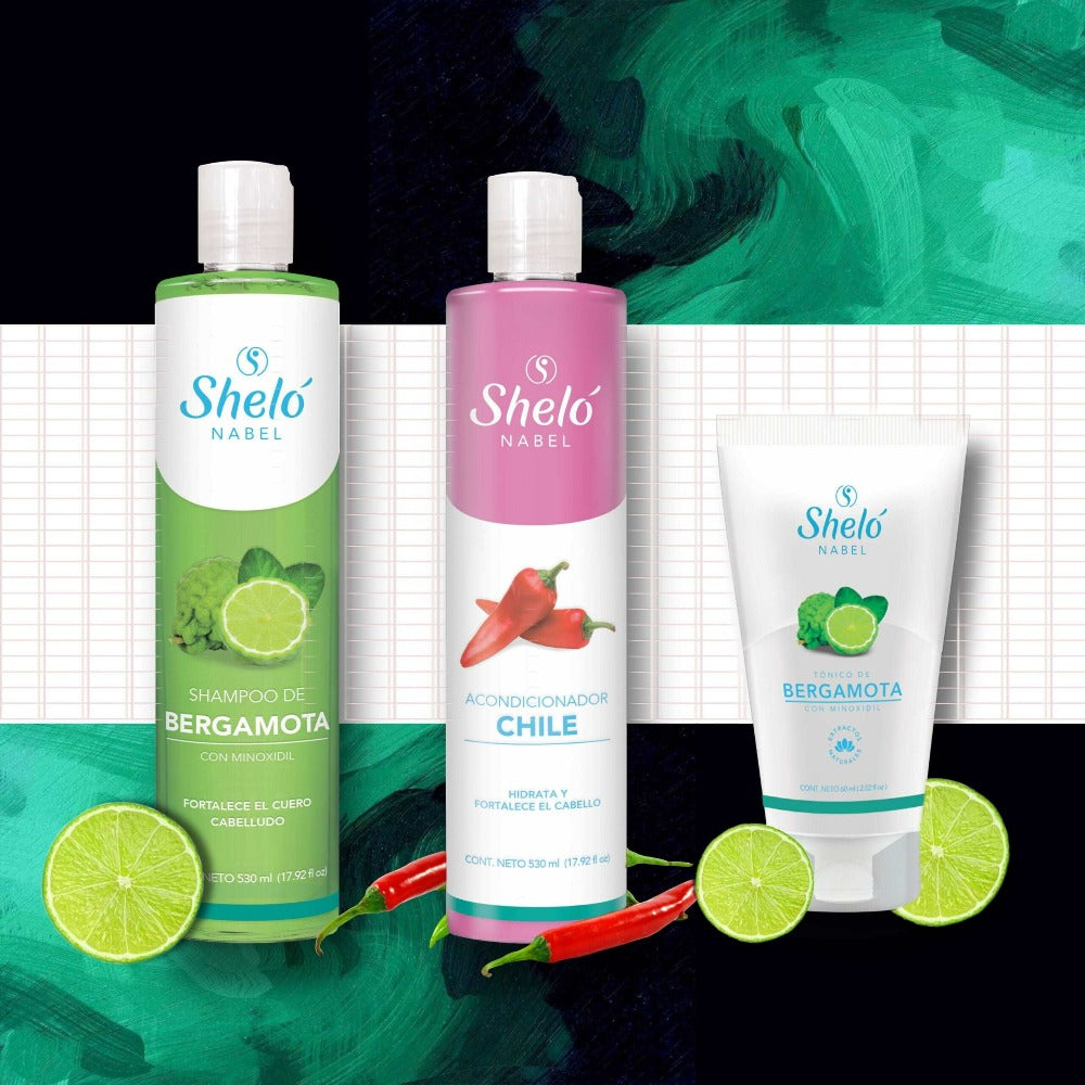Kit Caída Severa de Cabello de Sheló NABEL (Shampoo de bergamota)