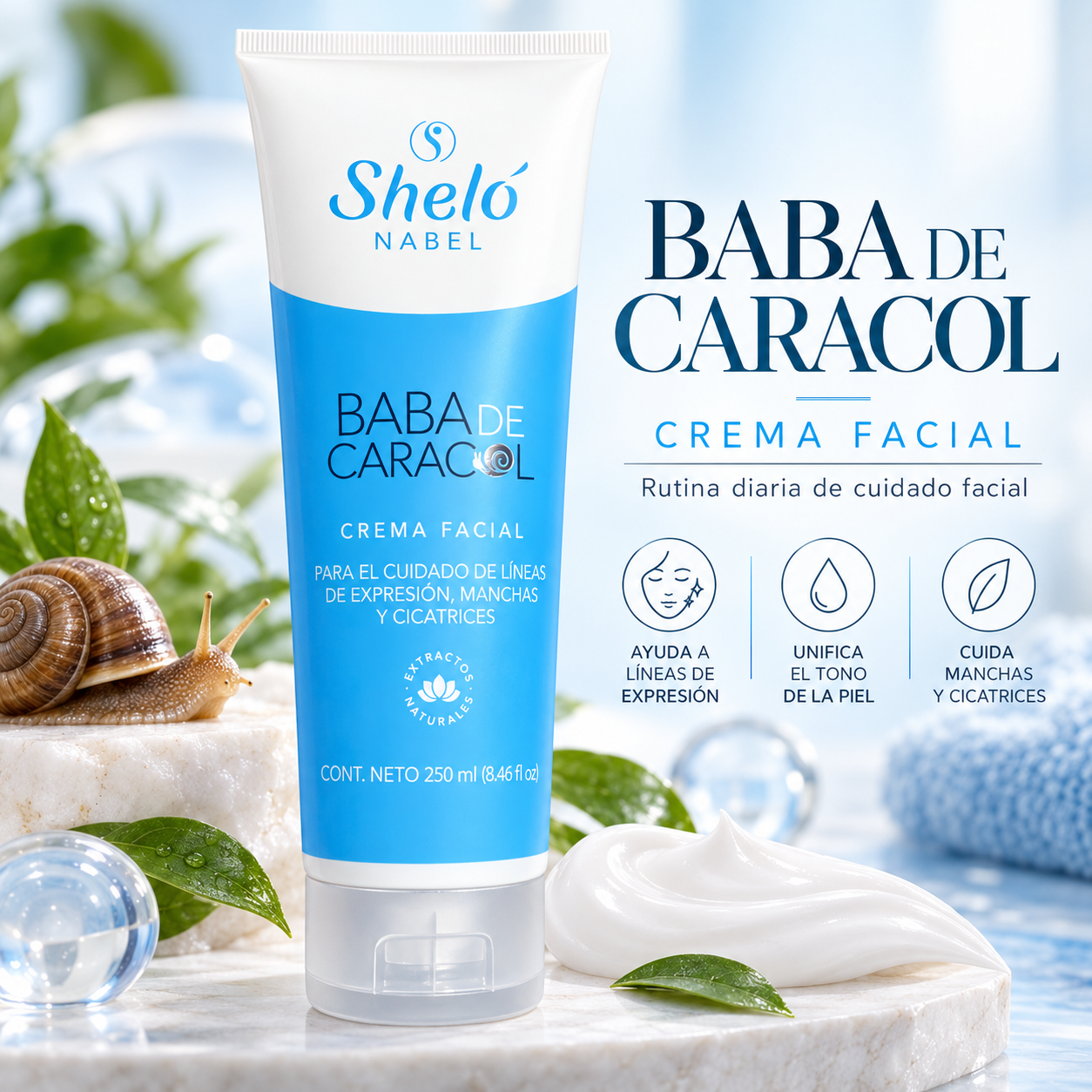 Crema Facial Baba de Caracol Shelo Nabel | 250 ml