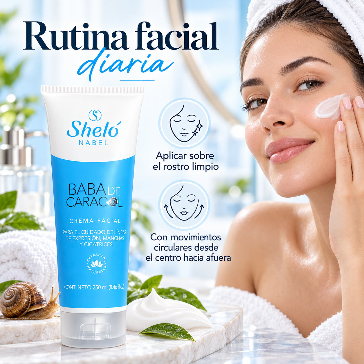 Crema Facial Baba de Caracol Shelo Nabel | 250 ml