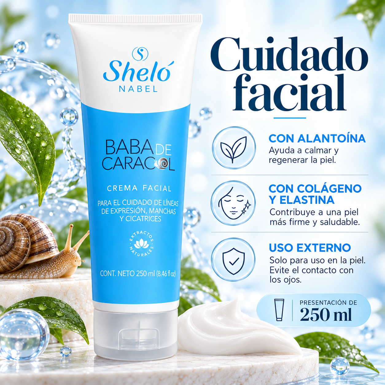 Crema Facial Baba de Caracol Shelo Nabel | 250 ml